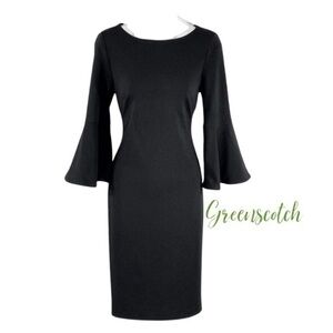 NWT Calvin Klein black bell sleeve sheath dress 6 YY11
